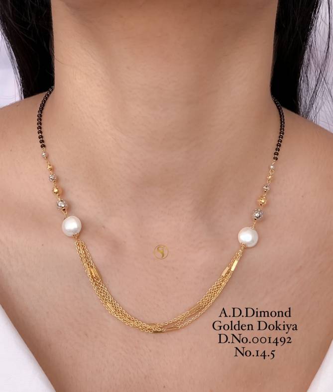 Designer Daily Wear AD Dimond Golden Dokiya 2 Mangalsutra Wholesale Price In Surat
